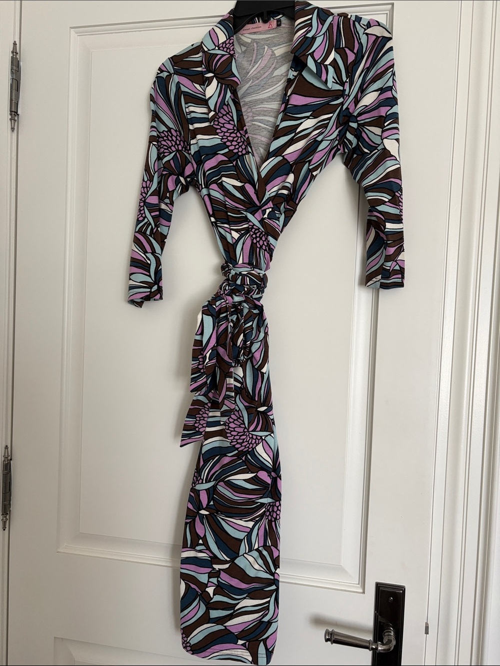 Floral Wrap Dress in Purple and Aqua